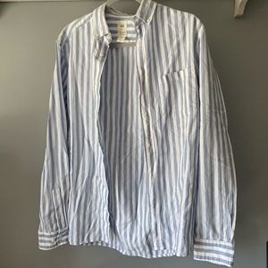 H&M blue and white striped button up